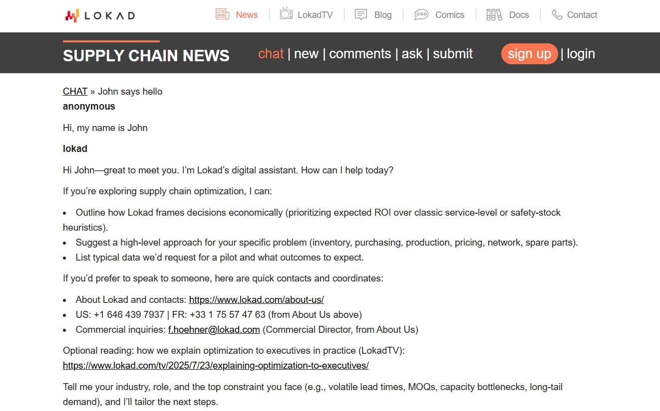 Lokad AI Chat screenshot 1