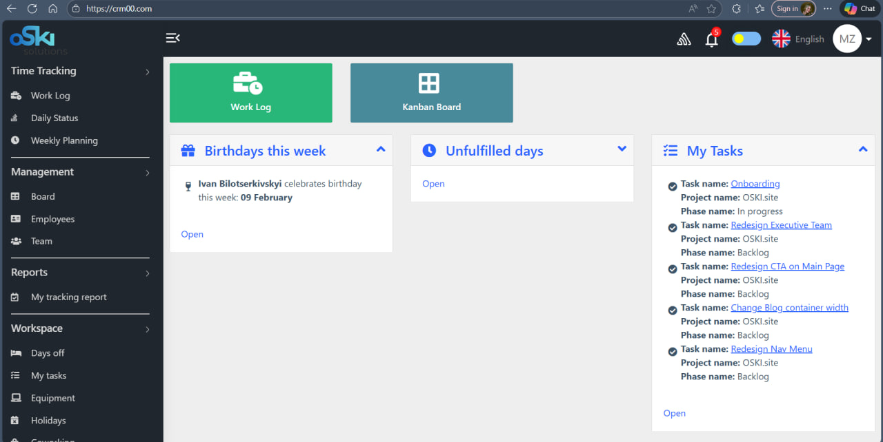 OSKI CRM screenshot 3